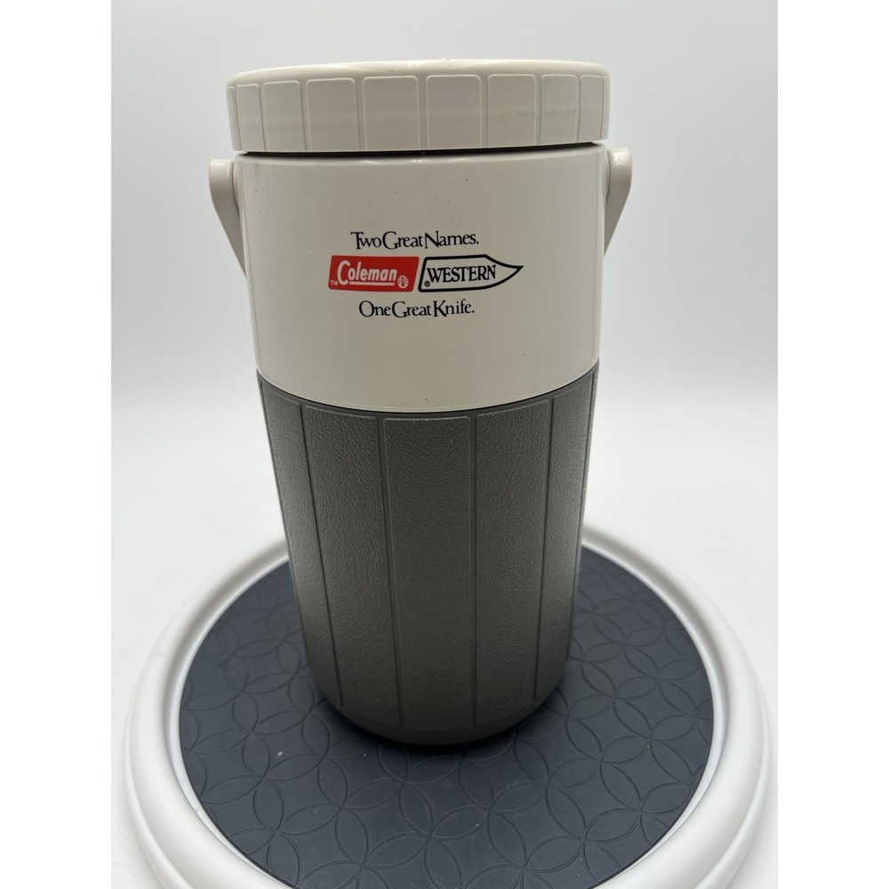 Vintage Coleman Western Knives Insulated Thermos Travel Mug Promo 5590 USA